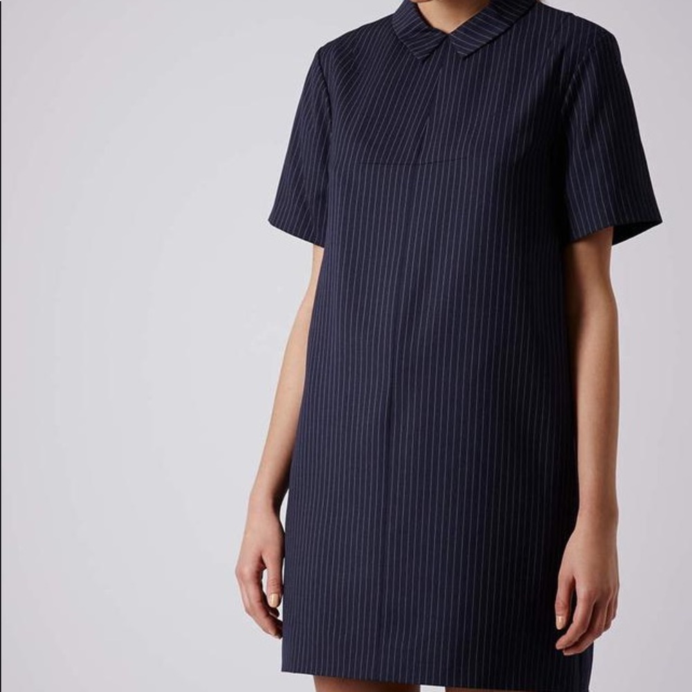 NWT TOPSHOP Navy Pinstripe Mini Dress